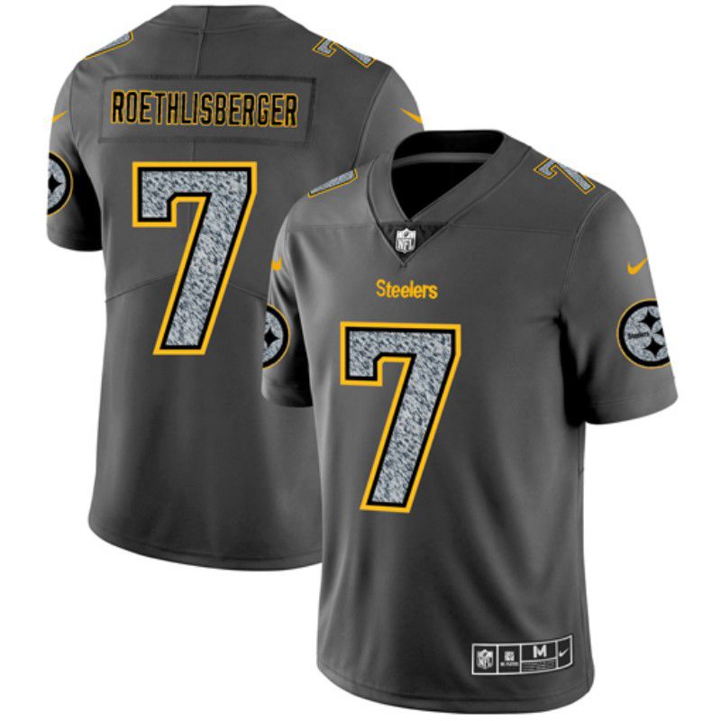 Men Pittsburgh Steelers #7 Roethlisberger Nike Teams Gray Fashion Static Limited NFL Jerseys